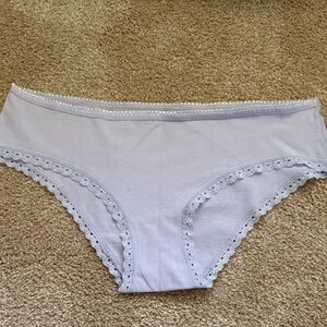 Pact Lilac Cream Lace Trim Hipster Organic Cotton Panties
